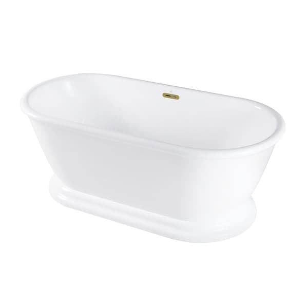 Kingston Brass 60-Inch Acrylic Oval Double Ended Pedestal Tub with Drain, No Faucet Drillings VTDE602824C427 - main