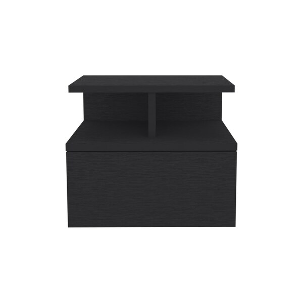 Homeroots 12" Black Wood One Drawer Floating Nightstand 526152 - main