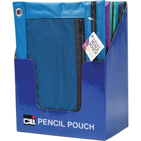 Charles Leonard Pencil Pouch, 2 Pocket, Assorted Colors, PK12 76350ST - main