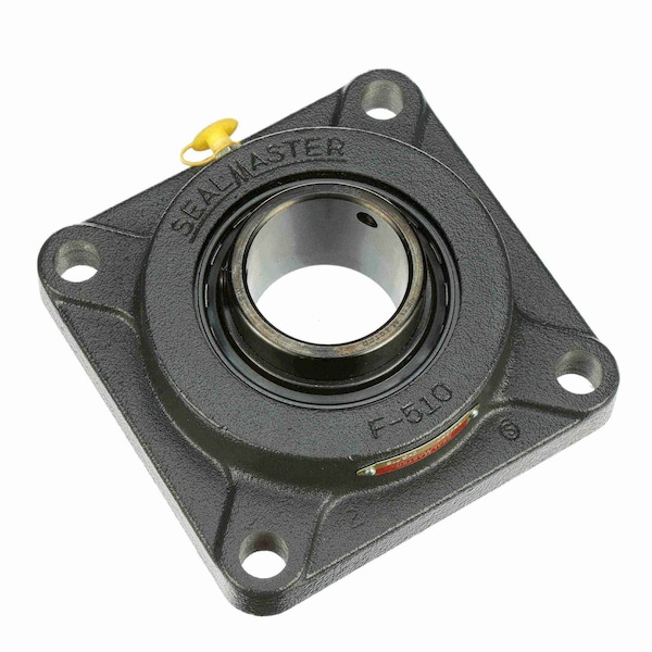 Sealmaster Mounted Cast Iron Four Bolt Flange Ball Bearing - 52100 Bearing Steel, Black Oxided - Setscrew Lock SF-35C - main