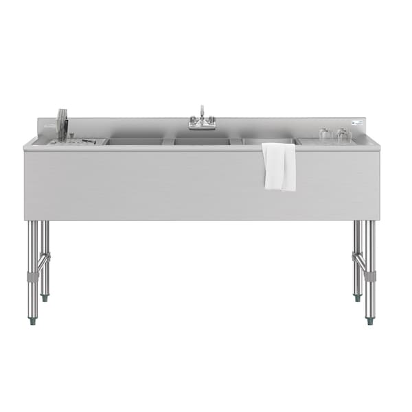 Koolmore Underbar Sink, Stainless Steel, 62.8 in W x 17.9 in L x 21.3 in H SBR3B60-LR-320 - main