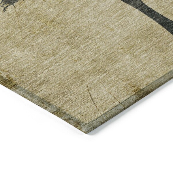 Homeroots 10' X 14' Gold And Charcoal Horse Washable Indoor Outdoor Area Rug 618654 - main