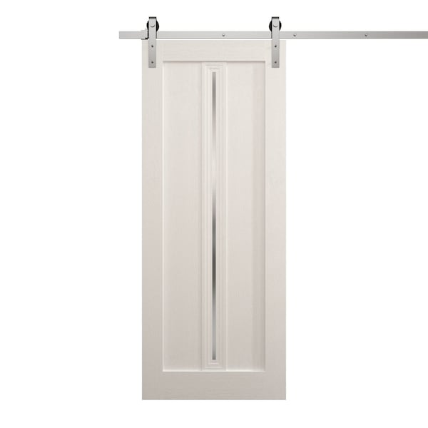 Sartodoors Modern Barn Door 42 x 96 inches, Ego 5014 Painted White Oak, 8FT Silver Rail Track Heavy Hardware EGO5014BD-S-PWO-4296 - main