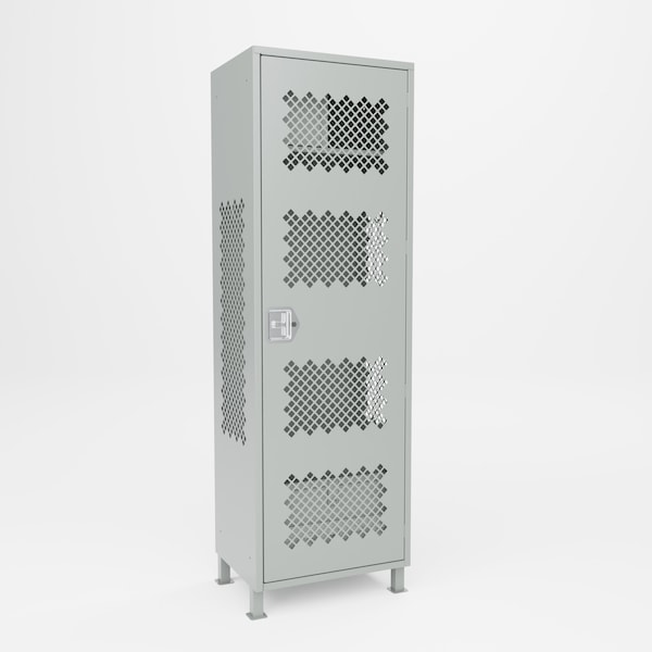 Pucel Athletic Gear Locker, 24inWx72inHx18inD, Perforated Door, Top Cabinet, Foot Locker, 4inLegs, Gray GL-2472-18-DTFL - main
