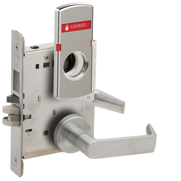 Schlage Storeroom Mortise Lock with Deadbolt, Less Full Face Cylinder, 06A Design, LOCKED/UNLOCKED Indicato L9480L 06A 626 OS-LOC - main
