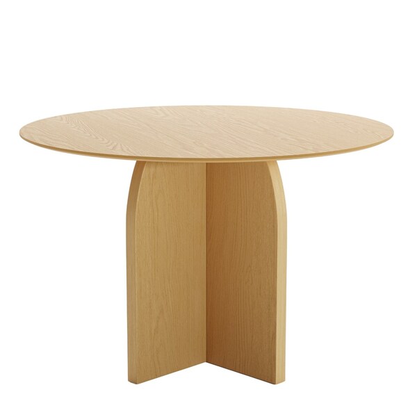 Homeroots 45" Beige Solid Wood Pedestal Base Round Top Dining Table 712168 - main