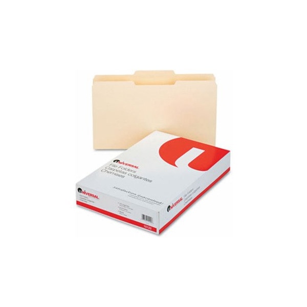 Universal File Folders, 1/3 Cut Second Position, One-Ply Top Tab, Legal, Manila, 100/Box 15122 - main