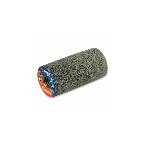 Weiler Tiger Grinding Plug, 1-1/2 in dia x 3 in Thick x 5/8 in-11 Arbor, 20 Grit, Zirconia Alumina, 12PK 804-68322 - main