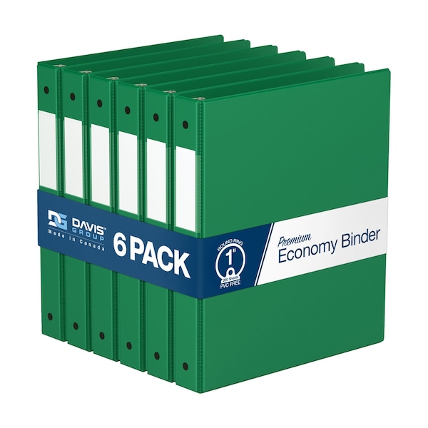Davis Group Premium Economy, Round Ring, Binder, (Green, 1"), PK6 2311-04-06 - main