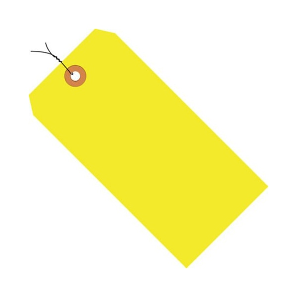 Box Packaging Shipping Tag Pre WiredNo 1 2-3/4L x 1-3/8W Fluorescent Yellow 1000/Pk G12013A - main