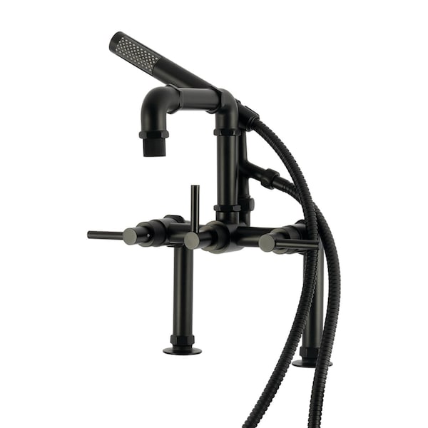 Kingston Brass 7" Center Deck-Mount Clawfoot Tub Faucet with Hand Shower, Matte Black AE6400DL - main