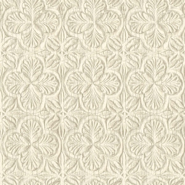 Chesapeake Karachi Cream Wooden Damask Wallpaper 3125-72333 - main