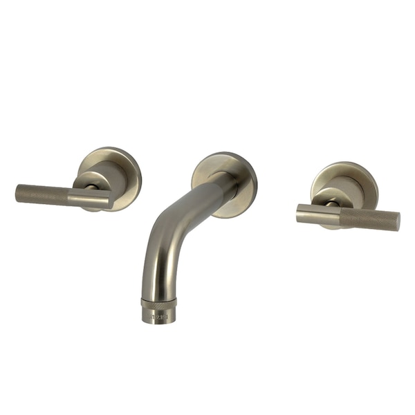 Kingston Brass Double-Handle Wall Mount Bathroom Faucet with Knurled Handle, Brushed Nickel KS8128KNL - main