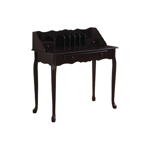 Homeroots 36" Dark Brown Solid Wood Computer Desk With Three Drawers 333027 - main