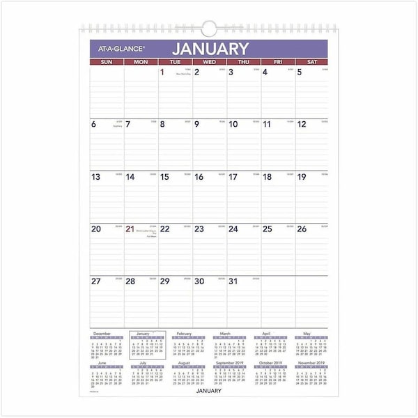 At-A-Glance Erasable Wall Calendar, 12 x 17, White, 2022 PMLM0228 - main