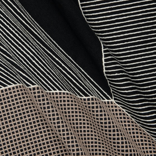 Homeroots 20" Black and White Geometric Cotton Throw Pillow With Embroidery 549396 - main