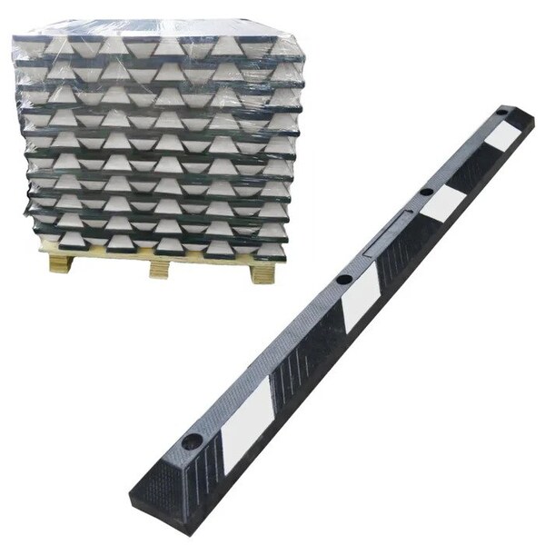 Traffic Kontrol Parking Curb Block, 100% Recycled Rubber, 4 in Height, 72 in Length, 29 lbs, 70 PK TK-PS-6-BKWH-70 - main
