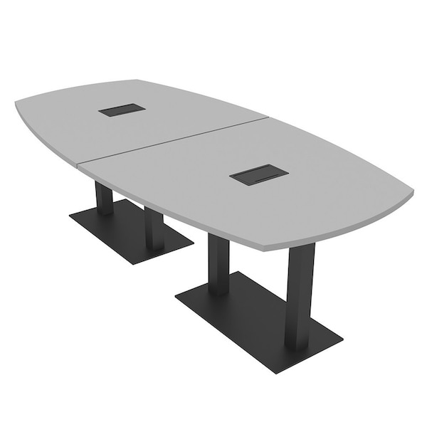 Skutchi Designs Arc Boat Conference Table, 45 in W, 96 in L, Grey HAR-ABOT-48x96-DOU.BK-U779-EBLK - main
