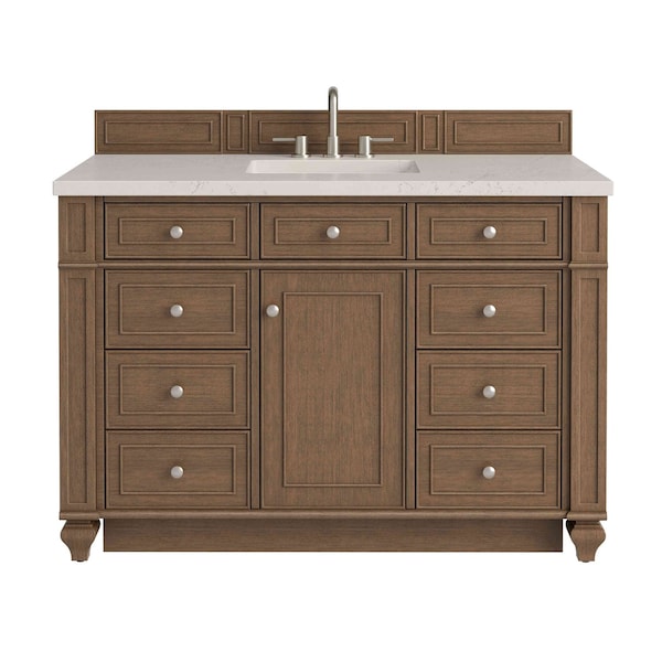 James Martin Vanities Bristol 48" Single Vanity, Saddle Brown, w/ 3 CM Siberian Silestone Top w/FreePower Wireless Charger 157-V48-SBR-FSFR - main