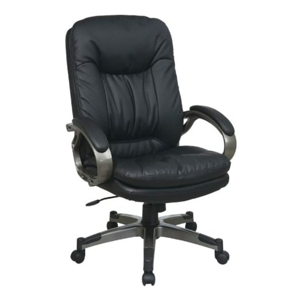 Office Star Executive Chair Desk Chair, Padded Arms, 19" to 22" Height, Leather, Brown ECH83501-EC1 - main