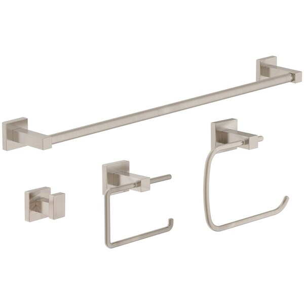 Symmons Duro 4 Piece Bath Hardware Set with Toilet Paper Holder, Robe Hook, Towel Ring, 18 in. Towel Bar 36AC4BUNDLESTN - main