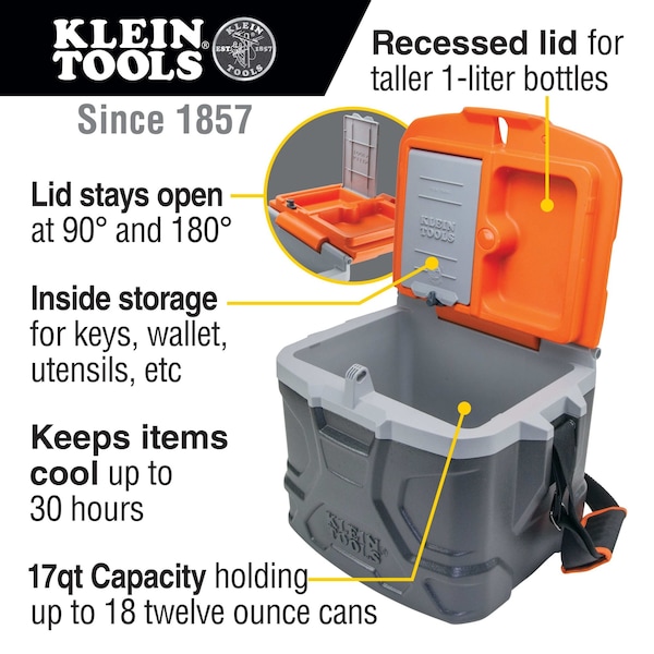 Klein Tools Tradesman Pro Tough Box Cooler, 17-Quart 55600 | Zoro