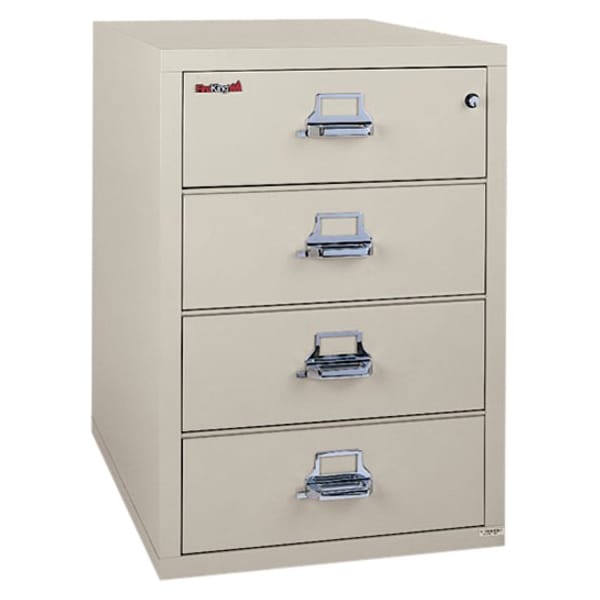 Fireking 25-5/16" W 4 Drawer Card Check Note File Cabinet, Parchment 4-2536-CPA - main