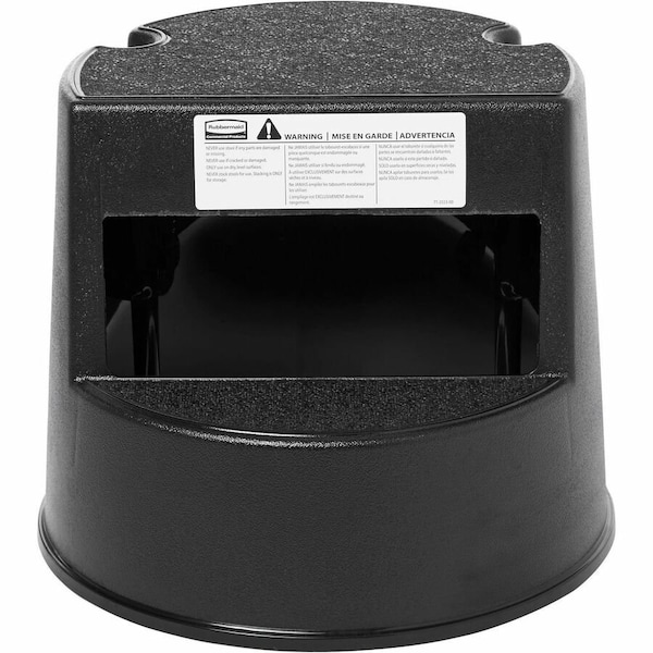 Rubbermaid Commercial Rolling Step Stool, Curved Design, 2-Step, 16 dia. x 13.5h, Black FG252300BLA - main