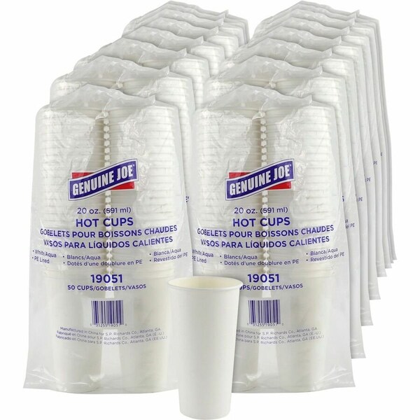Genuine Joe 20 oz Disposable Hot Cup - White, 1000PK GJO19051CT - main