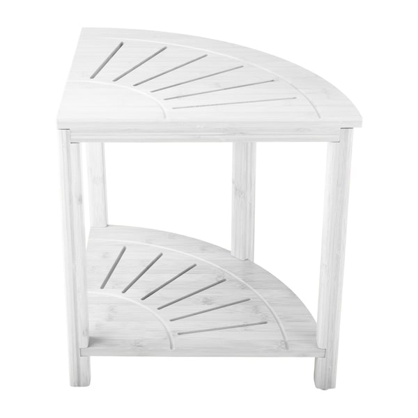 Lavish Home Corner Shower Bench Water Resistant Shower Stool for Inside Shower, Bathroom, or Sauna Foot Rest ST-BATH8-WHT - main