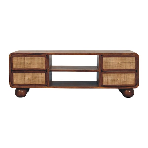 Homeroots 43in Brown Solid Wood Enclosed and Open Storage TV Stand 719197 - main