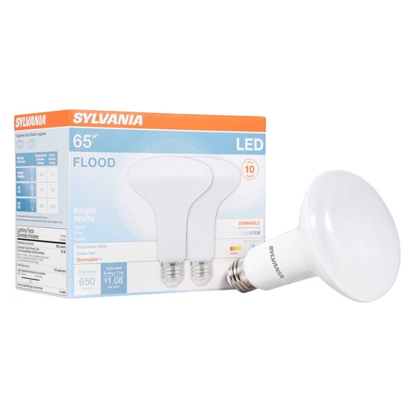 Ledvance/ Sylvania LED BR30, 8W, Dimmable, 80CRI, 650 Lumen, 3500K, 11000 life, FROSTEDfinish LED8BR30DIM83510YVRP2 12/CS 2/SKU - main