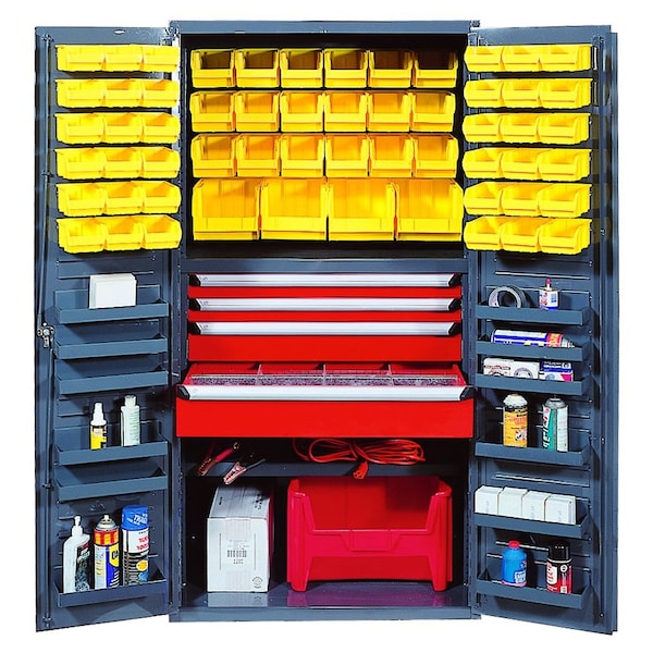 Quantum Storage Systems STORAGE CABINET W/58 YELLOW BINS QSC-3672-4DYL - main