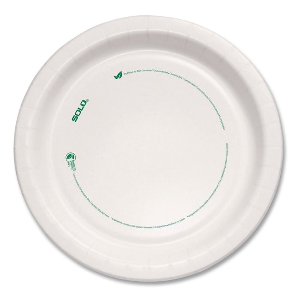 Solo Compostable Paper Dinnerware, ProPlanet Seal, Plate, 8.5" dia, White, 500PK MP9-PLANET - main