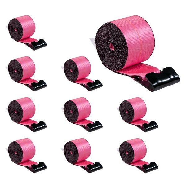 Mytee Products 4in x 30ft Pink Winch Strap with Flat Hook, 5,400 lbs WLL, 10PK WS430Px10 - main