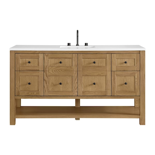 James Martin Vanities Breckenridge 60 in. Single Vanity, Light Natural Oak, w/ 3 CM White Zeus Quartz Top 330-V60S-LNO-3WZ - main