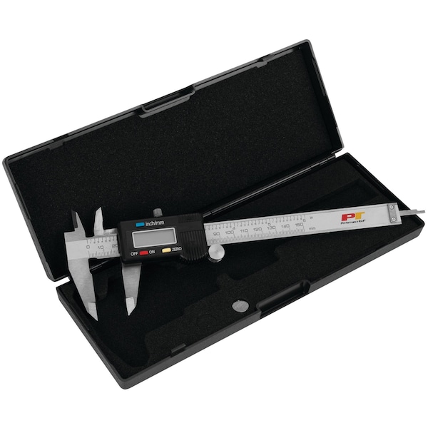 Performance Tool 6 in. Stainless Steel Digital Caliper, SAE Metric, LCD Display, Thumb Wheel W80152 - main