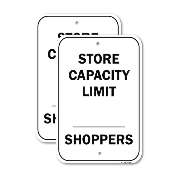 Signmission Store Capacity Limit Shoppers, 18'' X 24'' 2 Signs, Heavy Gauge Aluminum, 2PK A-1824-2PACK-25438 - main