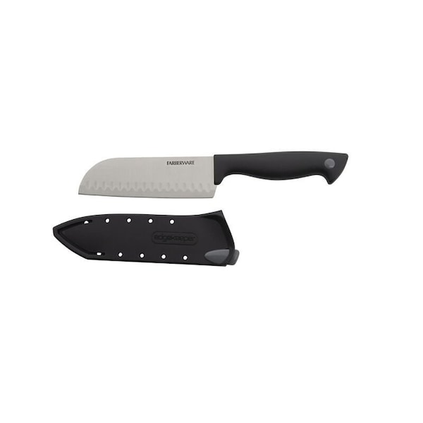 Farberware Santoku Knife, 5 in L Blade, Stainless Steel Blade, Polypropylene Handle, Black Handle, Plain Blade 5301751 - main