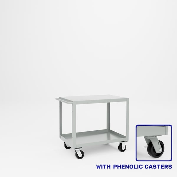 Pucel Heavy Duty Shop Truck, 36 in W x 24 in D x 33.5 in H, Two Shelves, Push Handle, Red 2436-DT-2P - main