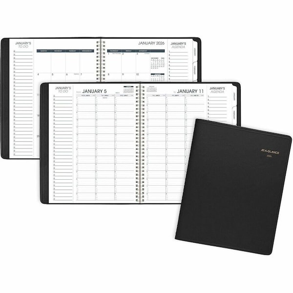 At-A-Glance Triple View Weekly/Monthly Appointment Book, 11 x 8.25, Black, 2022 70950V05 - main