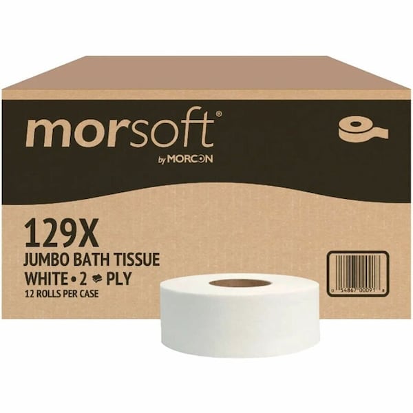 Morcon Jumbo Roll Bath Tissue White 2 Ply, PK12 129X - main