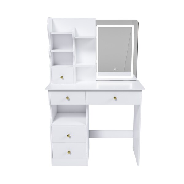 Homeroots 32" White Wood Lighted Mirrored Dresser 691733 - main