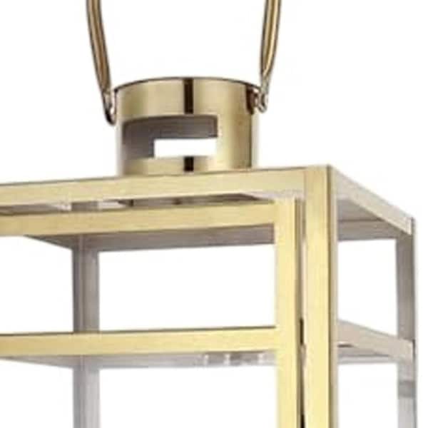 Homeroots Set of Three Clear And Gold Glass And Stainless Steel Tabletop Lantern Candle Holders, 3PK 719759 - main