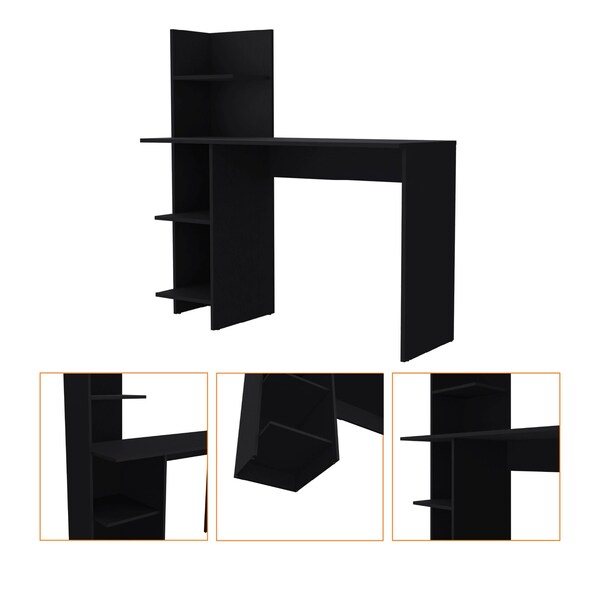 Homeroots 47" Black Wood Writing Desk 553550 - main