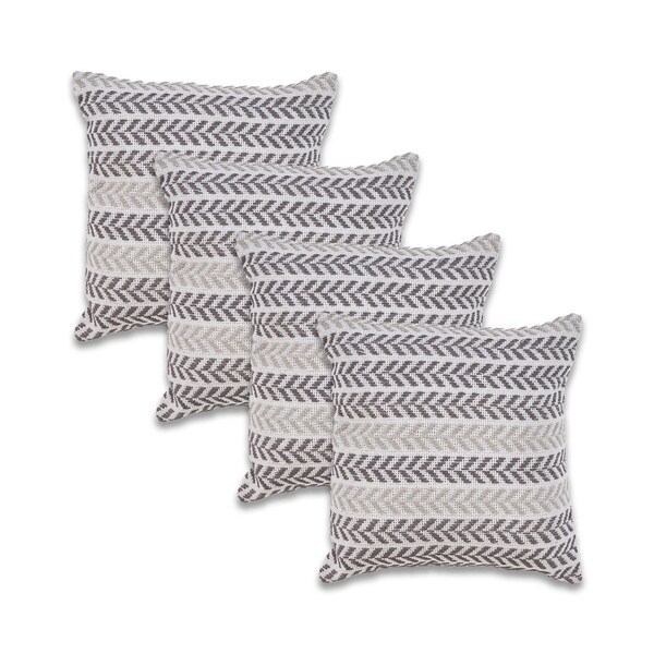 Homeroots Set of Four 18" X 18" Gray Beach Chevron Cotton Zippered Pillow, 4PK 535279 - main