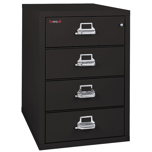 Fireking 25-5/16" W 4 Drawer Card Check Note File Cabinet, Black 4-2536-CBL - main