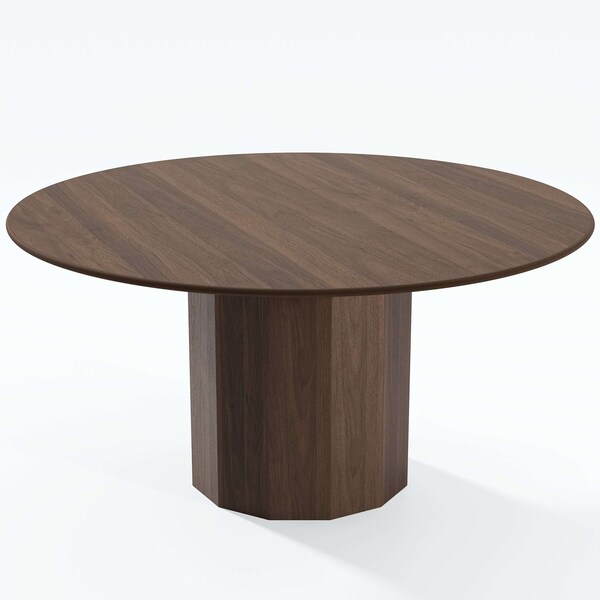 Homeroots 60" Brown Wood Pedestal Base Round Top Dining Table 720957 - main
