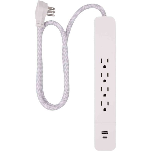 Ge Outlet Strip, Surge, USB, 3 ft., White 41354 - main