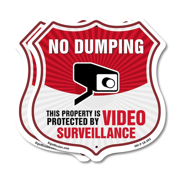 Signmission No Dumping Shield Sign This Property Is, 18 inch X 18 inch, Plastic Sign, 2PK SHI-P-2PACK-18-393 - main